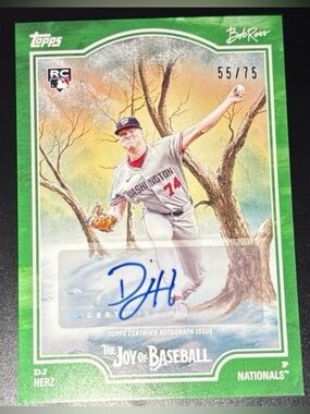 Topps x Bob Ross 55/75 DJ Herz Signature 76G Card full art 2025 released Modern